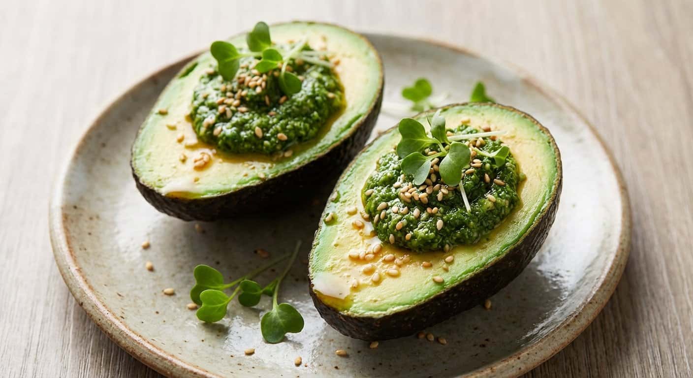 Aguacate estilo asiático con pesto keto