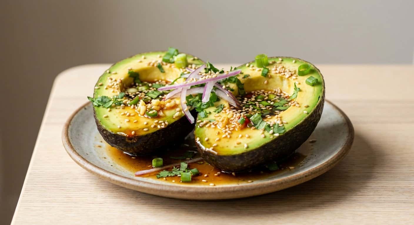 Aguacate estilo asiático con toque picante