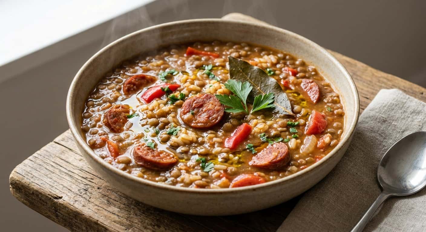 Arroz Caldoso con Lentejas