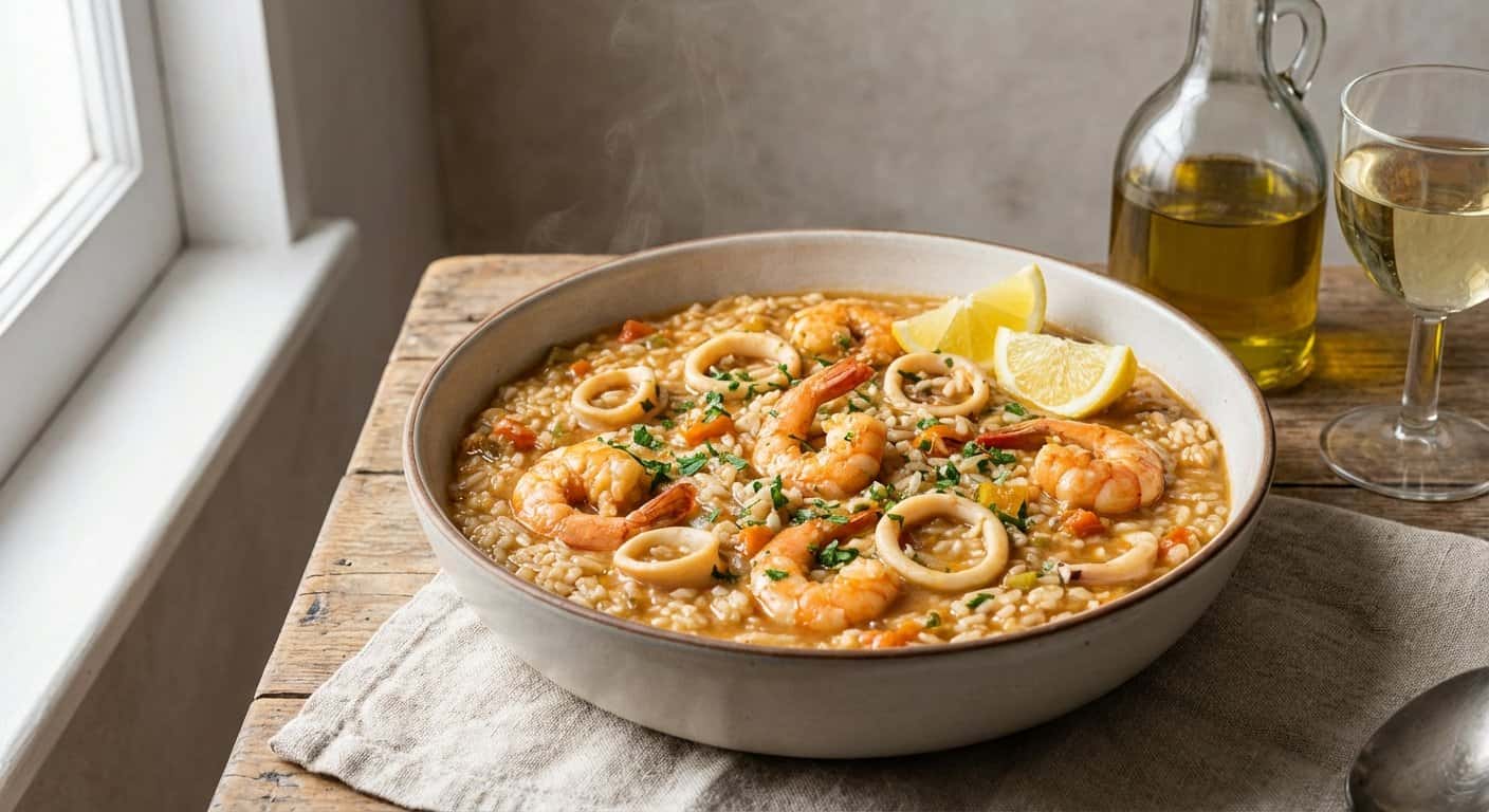 Arroz Caldoso de Gambas y Calamar