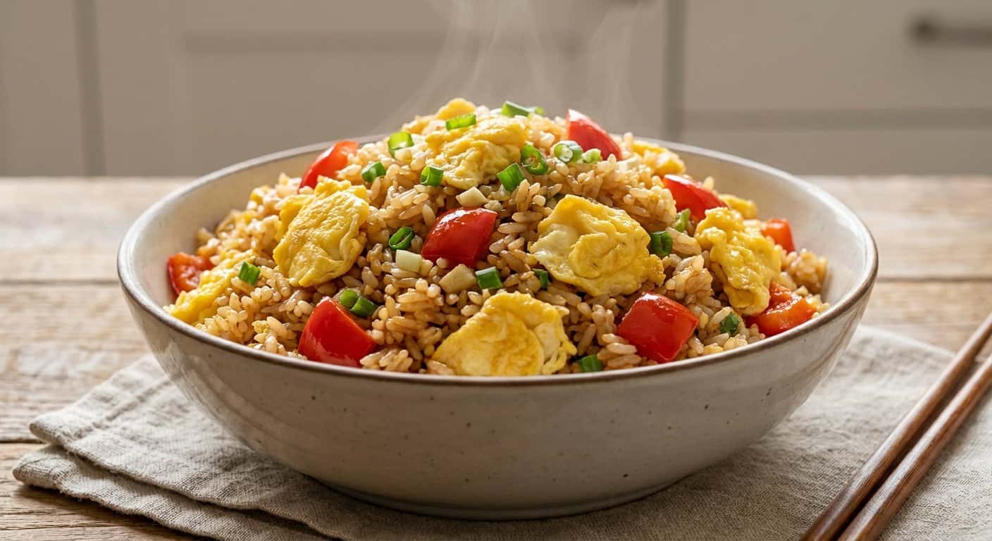 Arroz Frito Fujian con Huevo y Pimiento