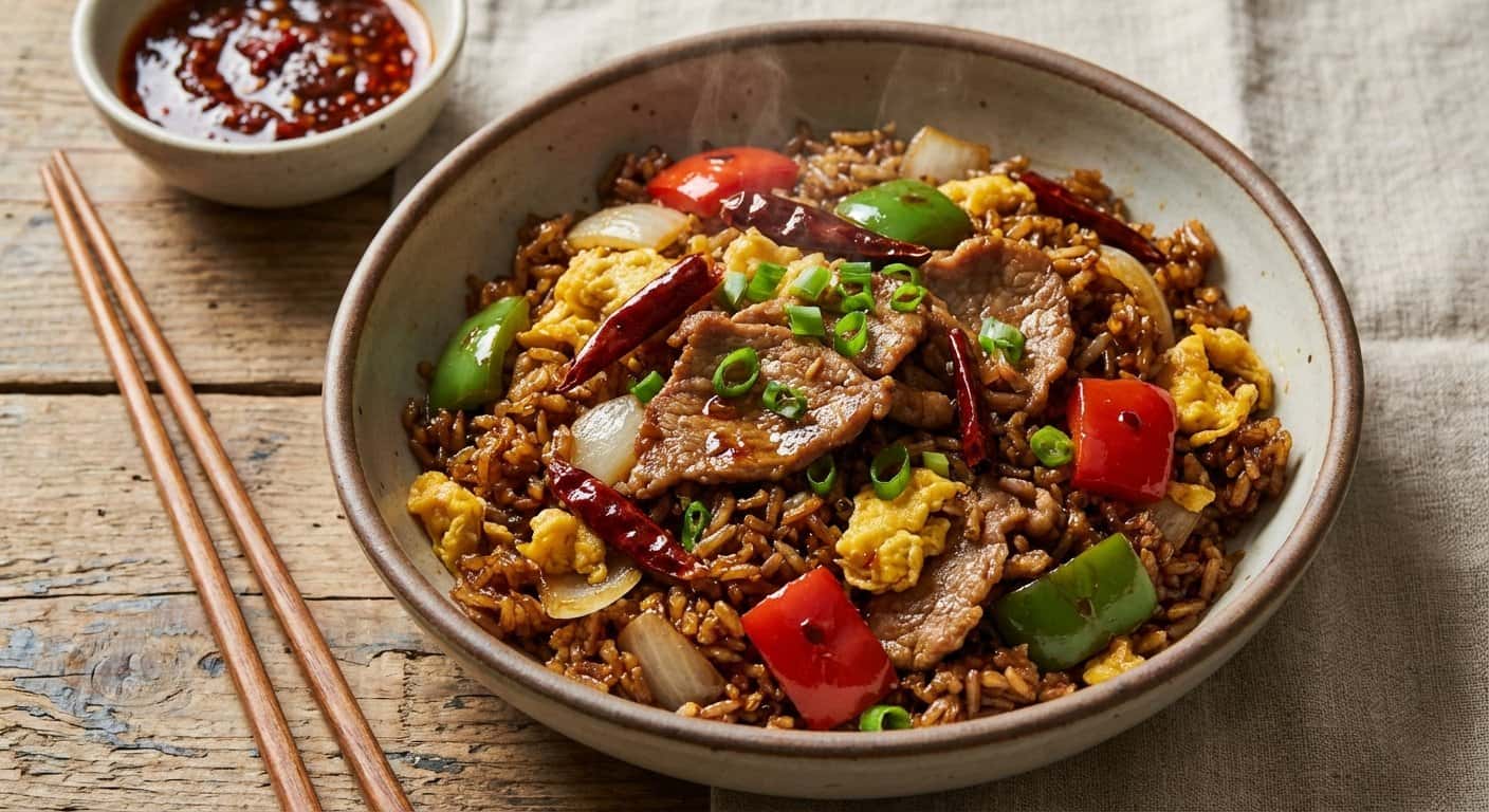 Arroz Frito Hunan con Cerdo y Pimiento