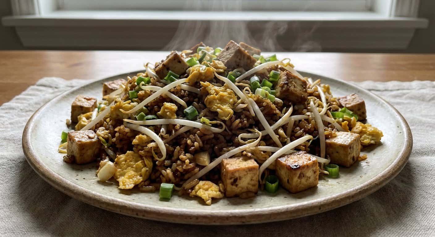 Arroz Frito Shanghainesa con Tofu y Brotes de Soja