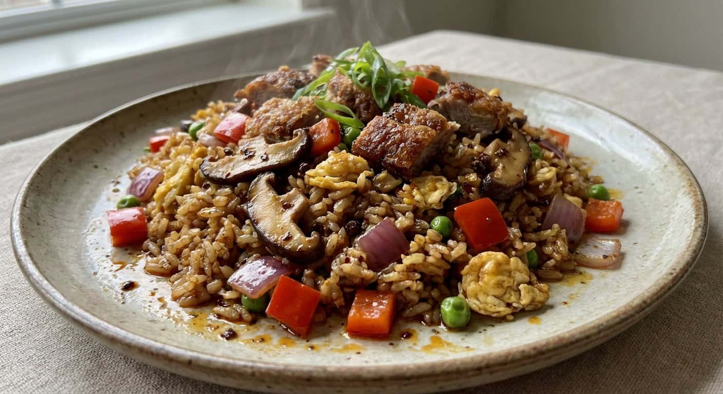 Arroz Frito Sichuan con Pato y Setas