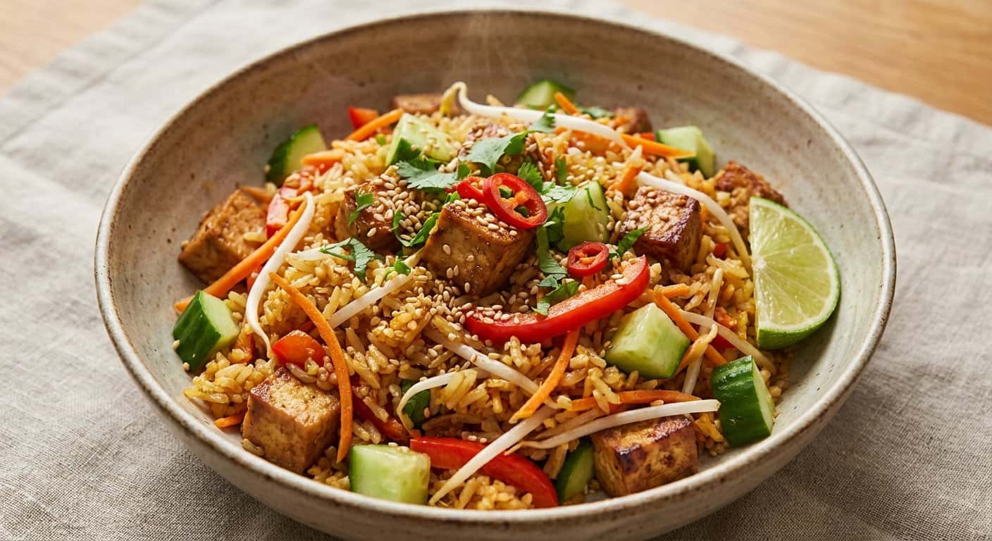 Arroz Frito Yunnan con Tofu y Pepino