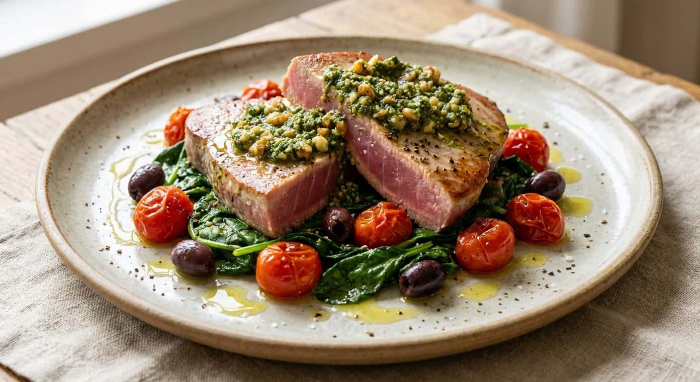 Atún estilo italiano con pesto keto