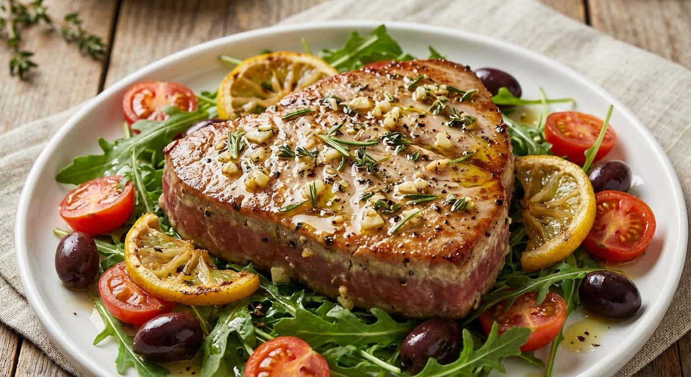 Atún estilo mediterráneo alto en proteínas