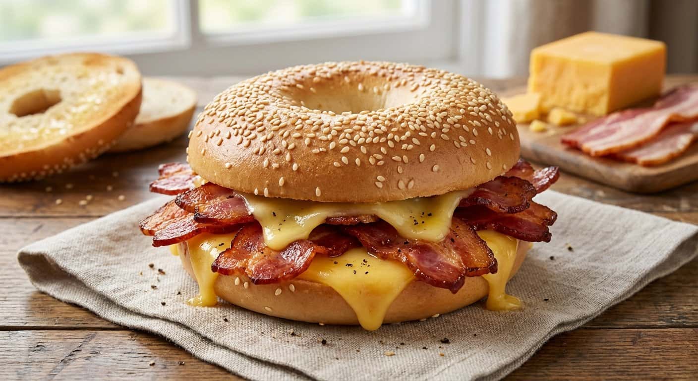 Bagel con Cheddar y Bacon