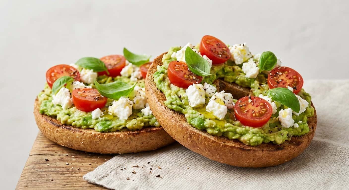 Bagel con Feta y Aguacate