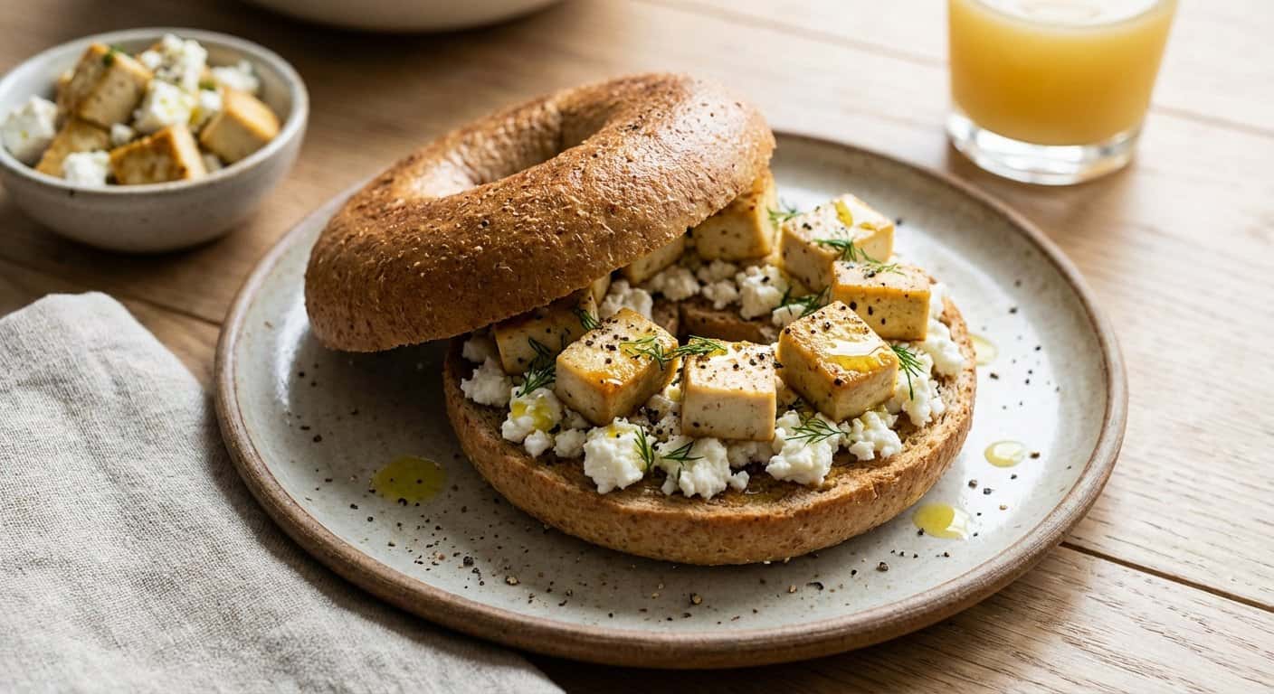 Bagel con Feta y Tofu