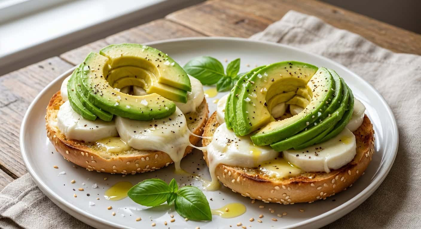 Bagel con Mozzarella y Aguacate