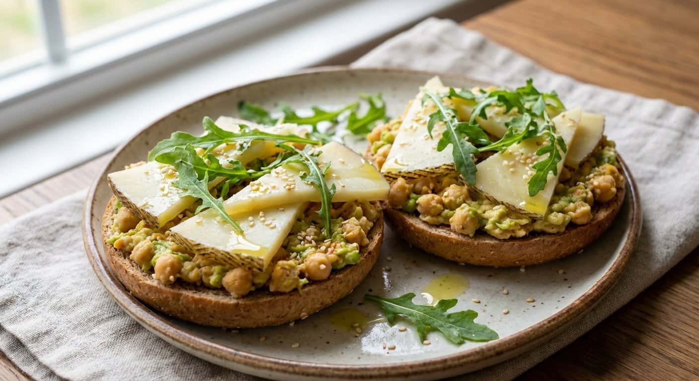 Bagel con Queso Curado y Garbanzos
