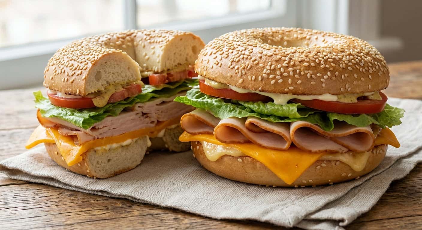 Bagel con Queso Curado y Pavo