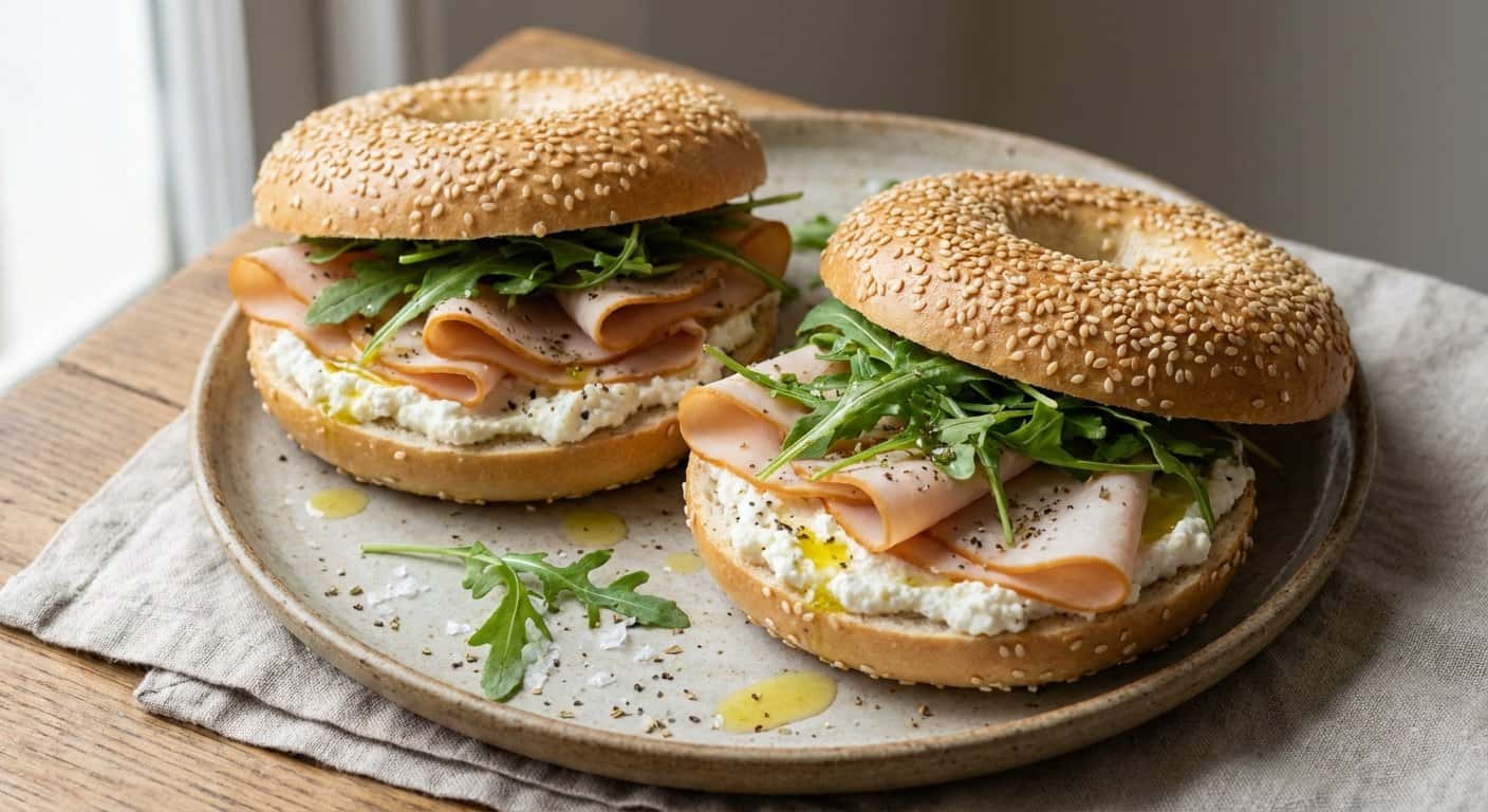 Bagel con Ricotta y Pavo