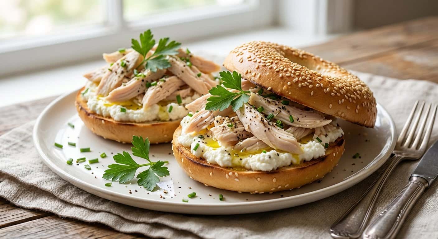 Bagel con Ricotta y Pollo