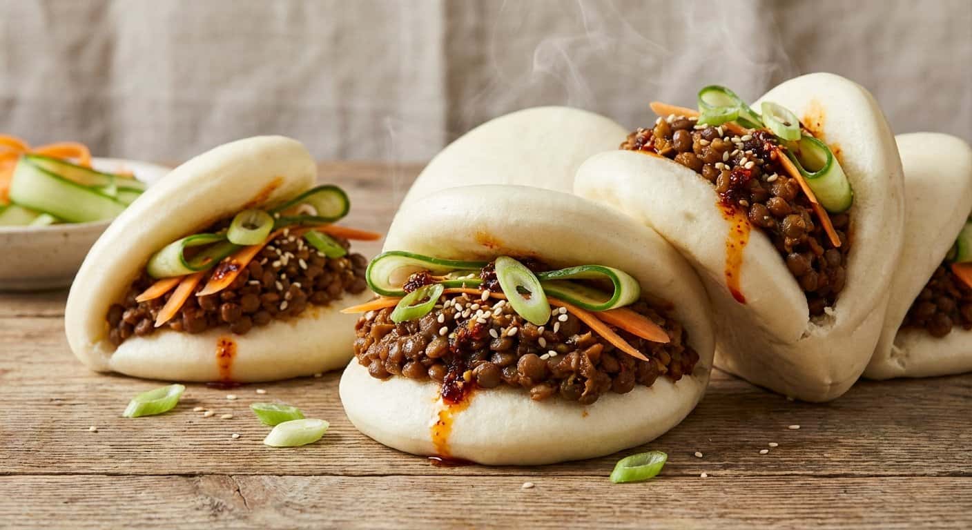 Bao Buns con Lentejas Estilo Asiático