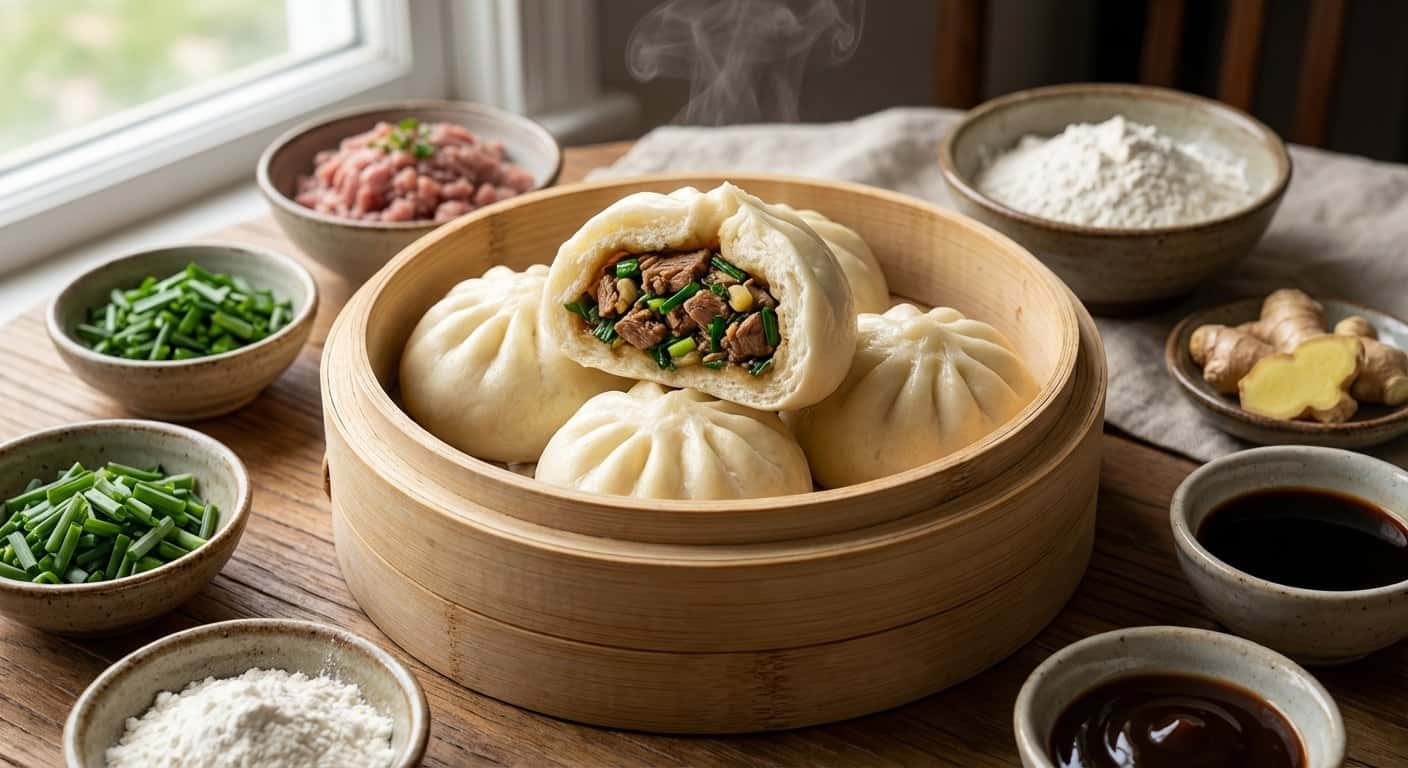 Baozi Taiwanesa Rellenos de Pato y Cebollino