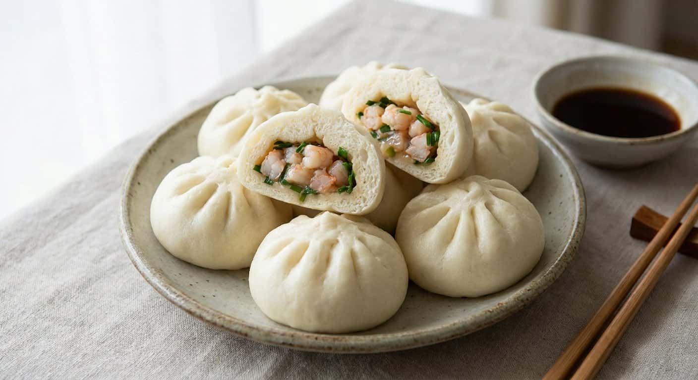 Baozi Yunnan rellenos de gambas y cebollino