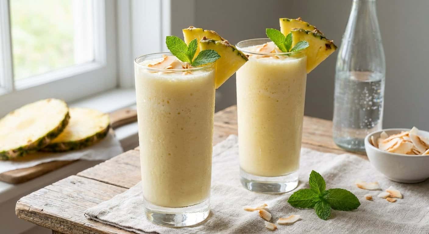 Batido Cremoso de Piña y Agua con Gas