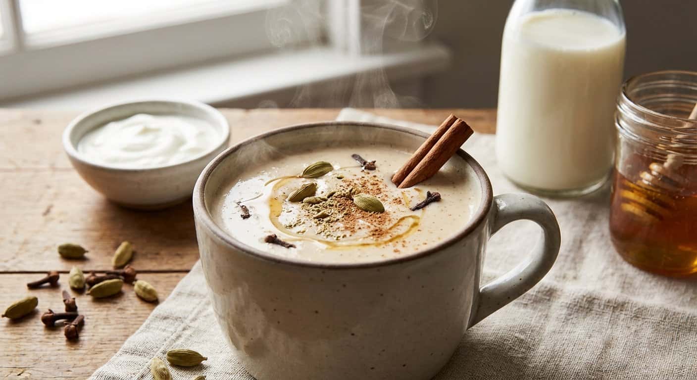 Bebida Caliente de Cardamomo y Yogur Líquido
