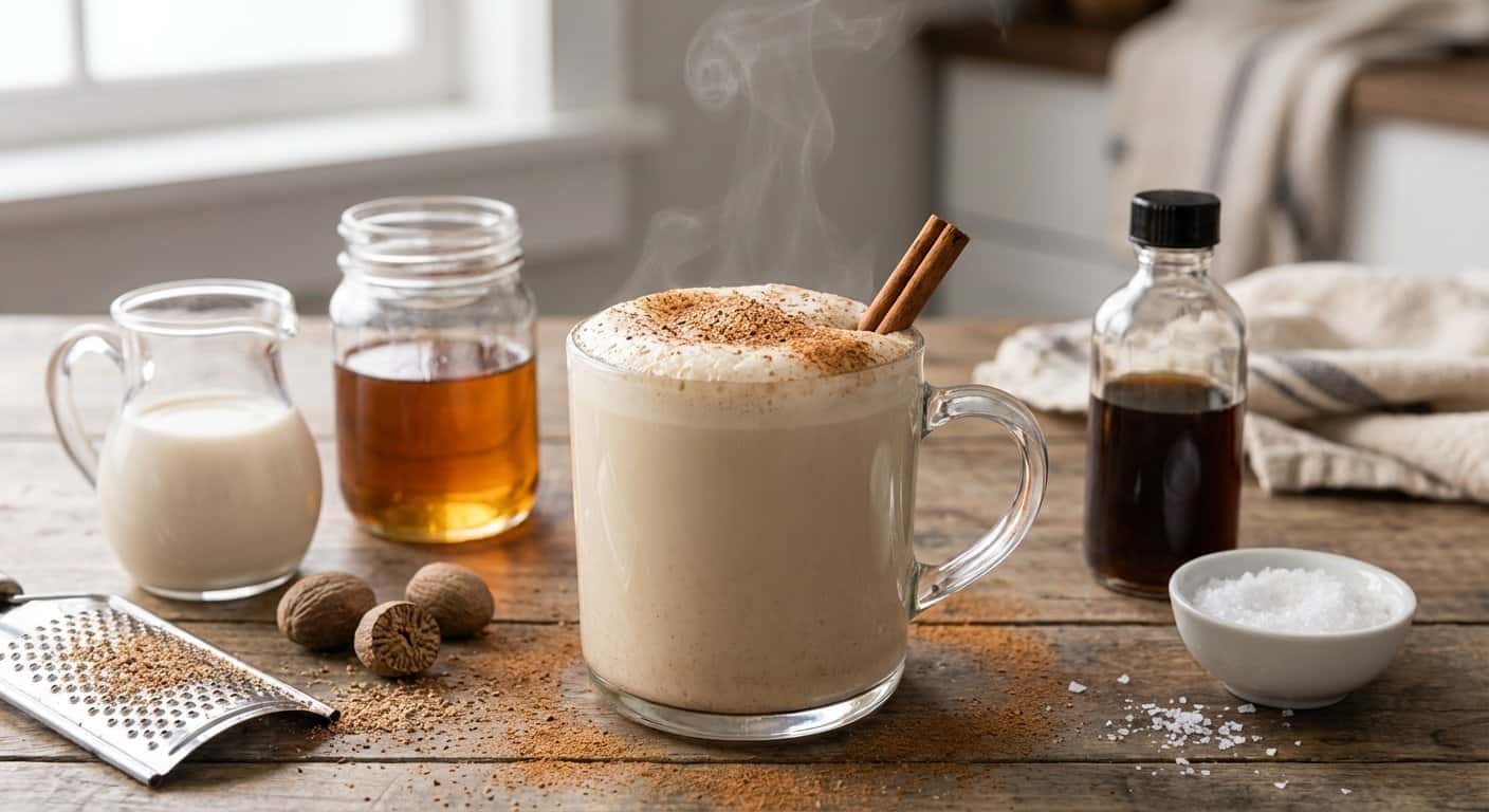 Bebida Caliente de Nuez Moscada con Leche Vegetal