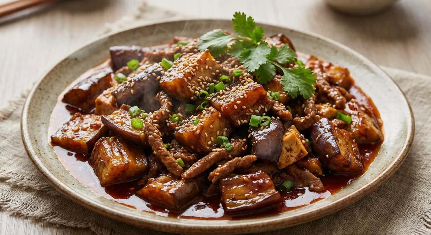 Berenjena Pekín con Ternera y Doubanjiang