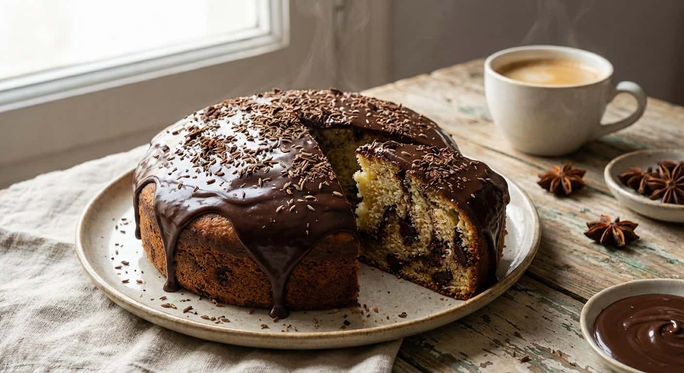 Bizcocho de anís y chocolate negro