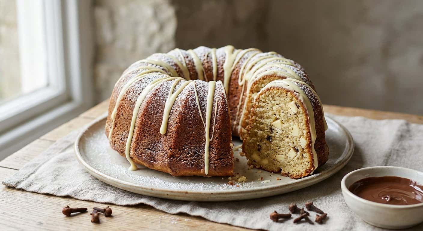 Bizcocho de clavo y chocolate blanco