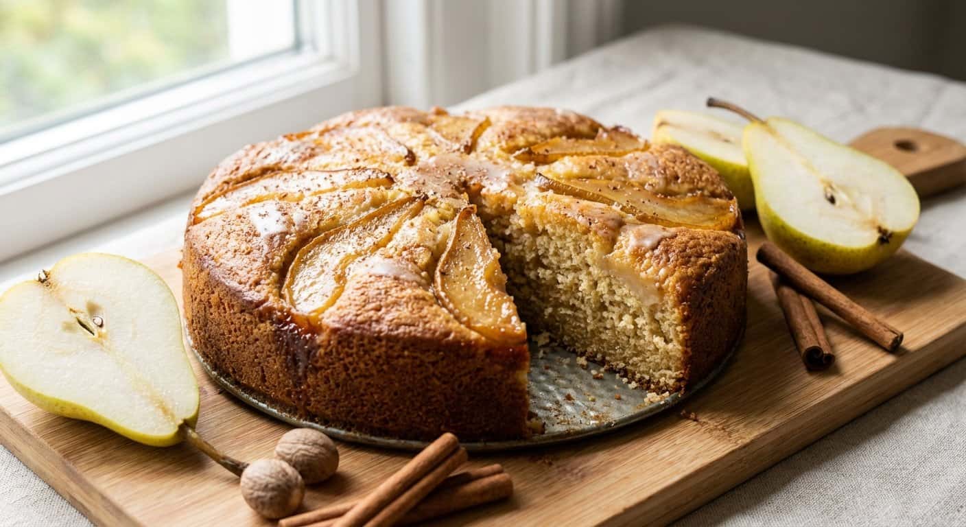 Bizcocho de pera con nuez moscada