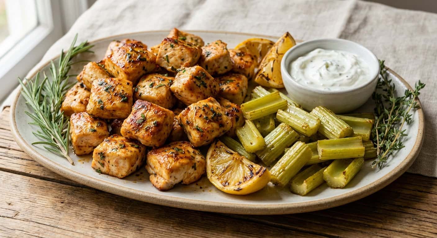 Bocados de pollo al horno con apio