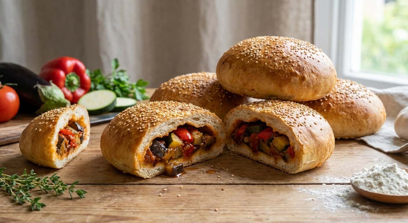 Bollos Tradicionales Rellenos de Pisto