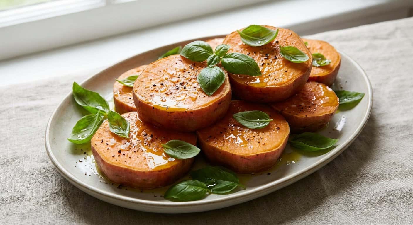 Boniato al Vapor con Albahaca Fresca