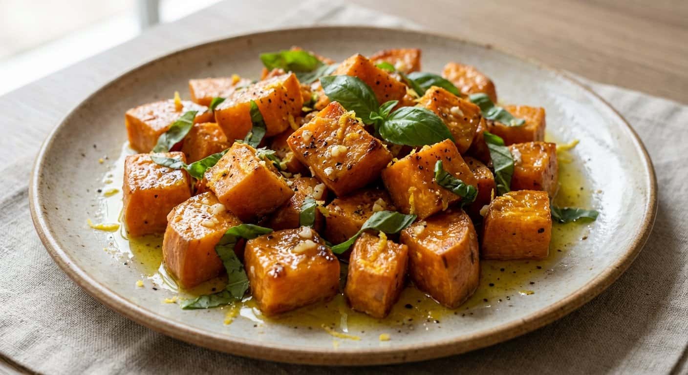 Boniato Salteado con Albahaca