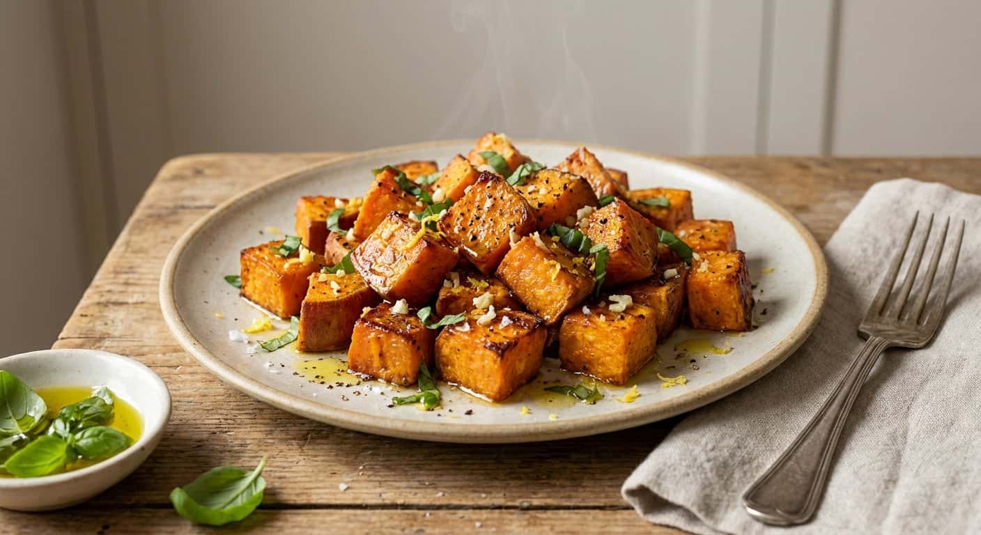 Boniatos Asados con Albahaca Fresca