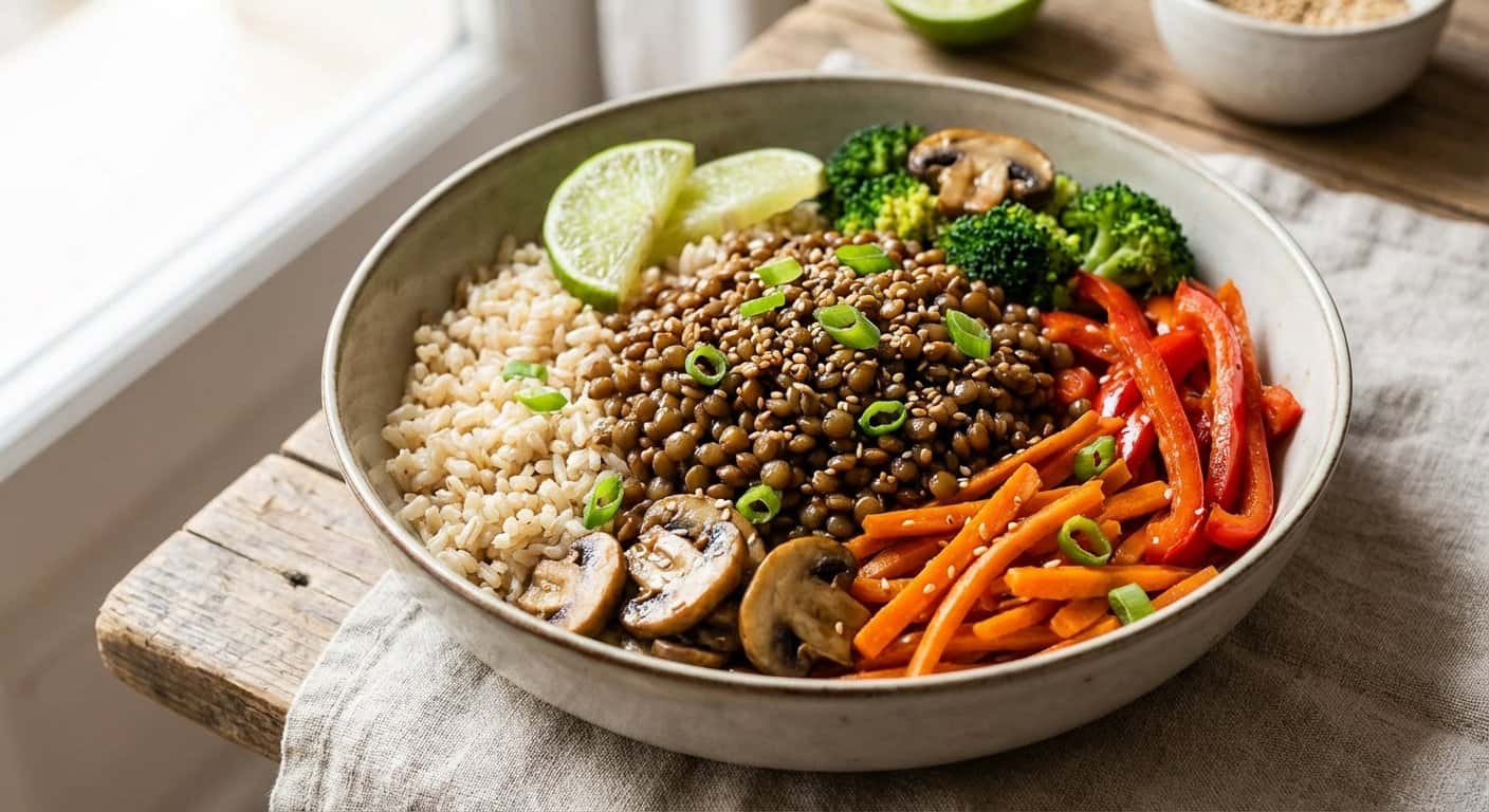 Bowl de Lentejas Teriyaki