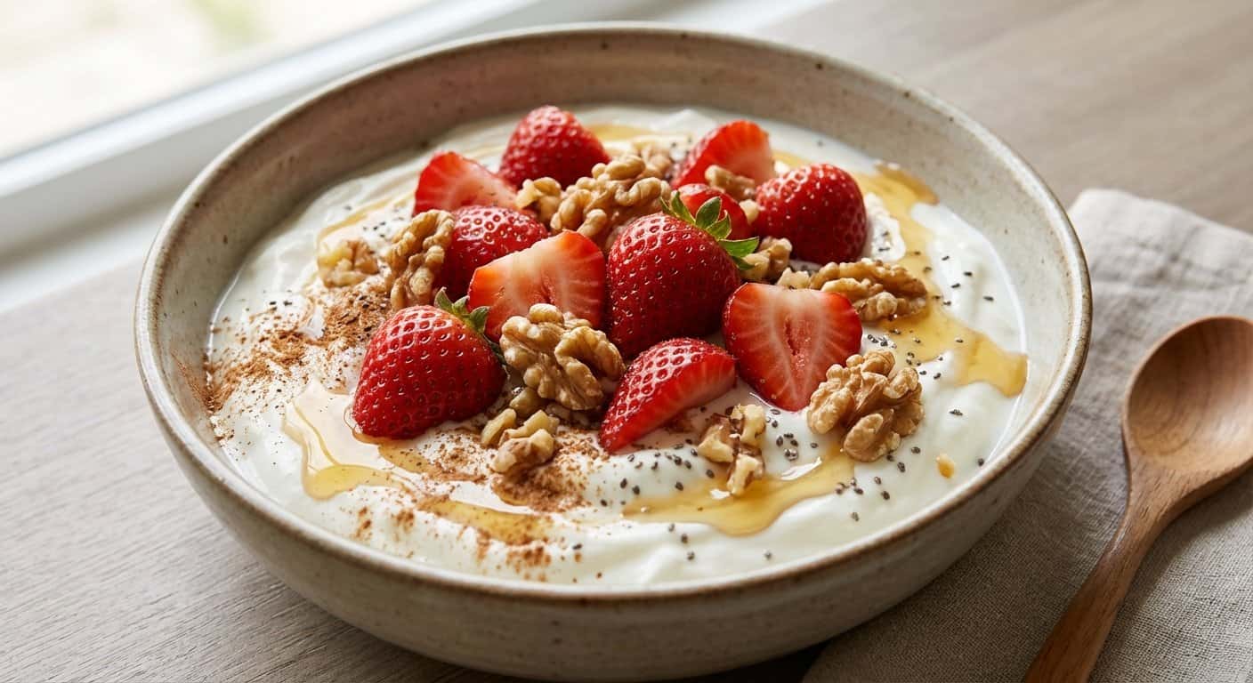 Bowl de Yogur con Fresas y Nueces