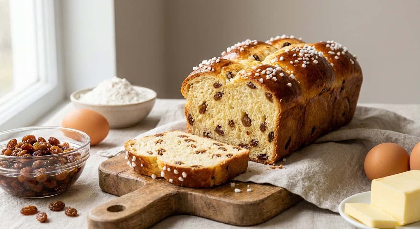 Brioche sin amasado con pasas