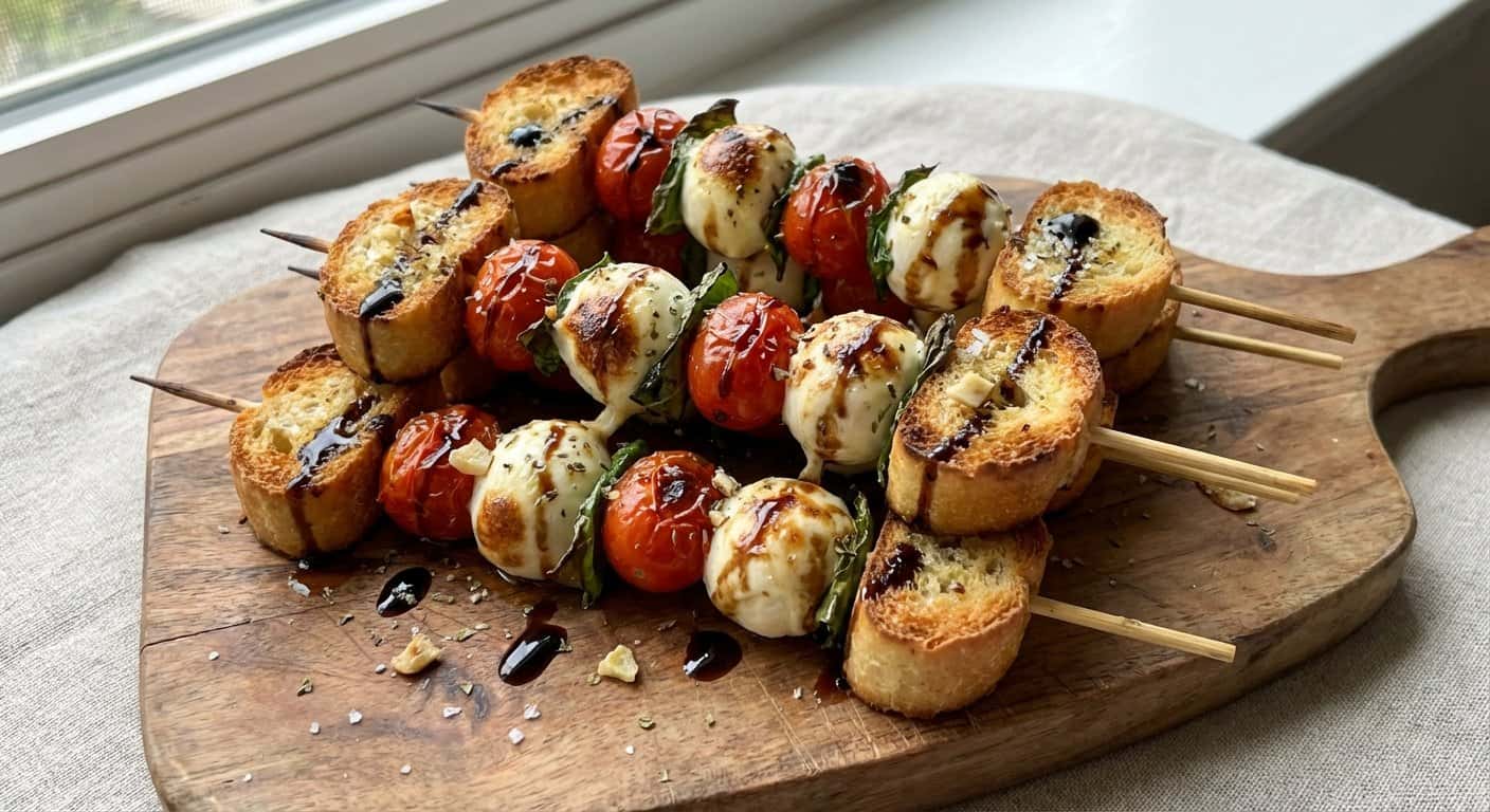 Brochetas Caprese Calientes en Airfryer