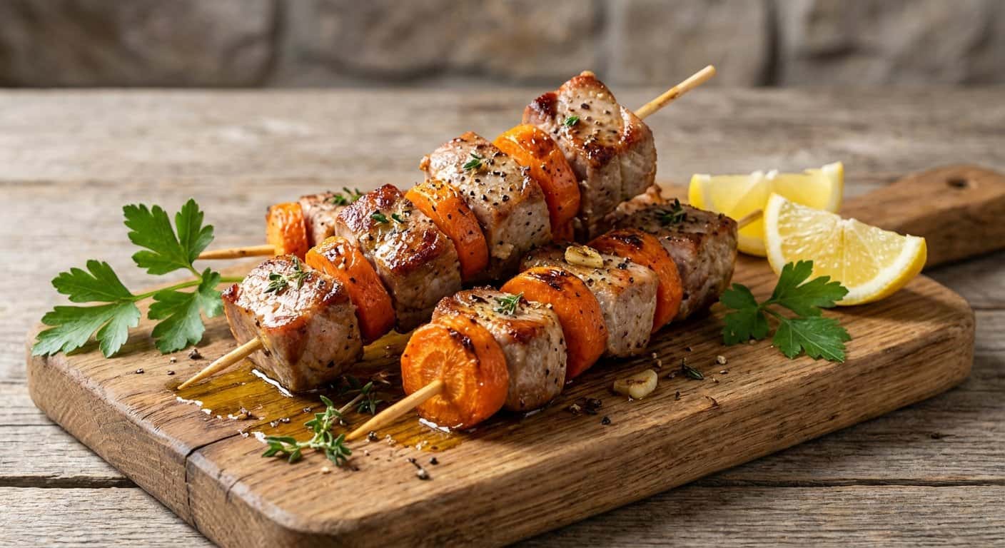 Brochetas de Cerdo con Zanahoria y Pimienta Negra