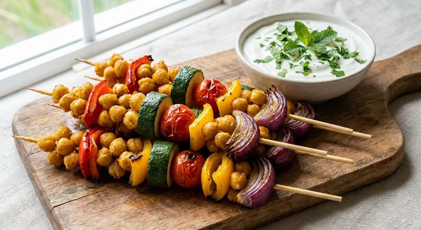 Brochetas de Garbanzos a la Parrilla