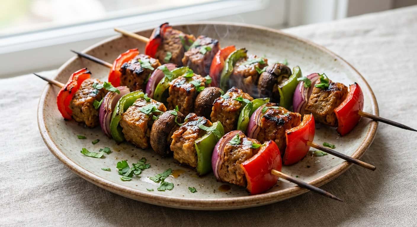 Brochetas de Soja Texturizada a la Parrilla