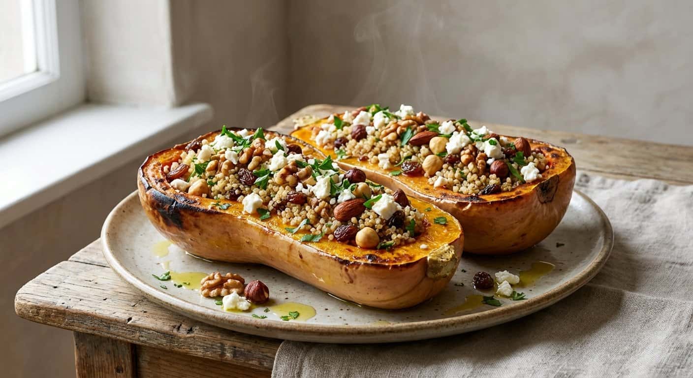 Calabaza Asada Rellena de Quinoa y Frutos Secos
