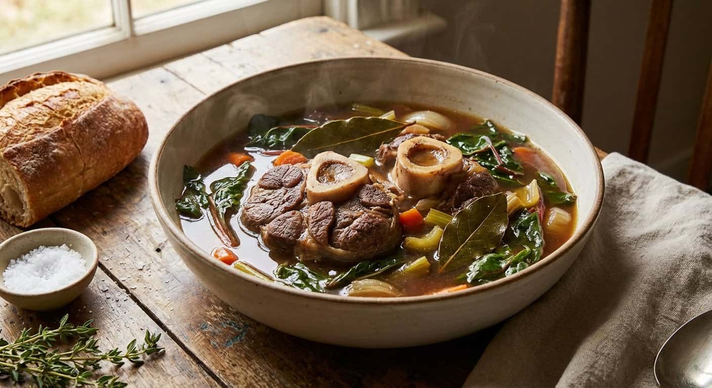 Caldo de Ternera Casero con Acelgas y Laurel