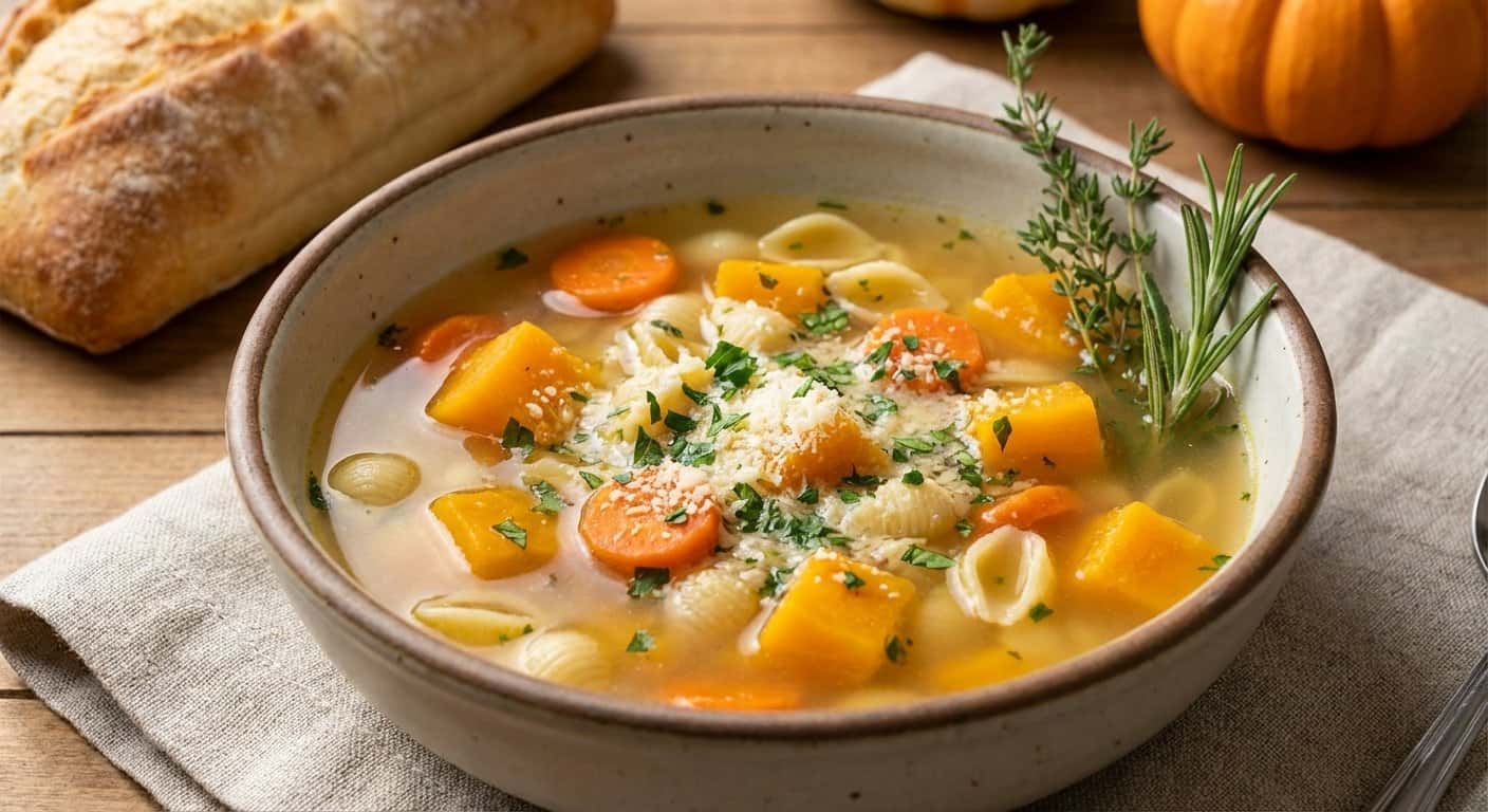 Caldo Suave con Pasta y Calabaza