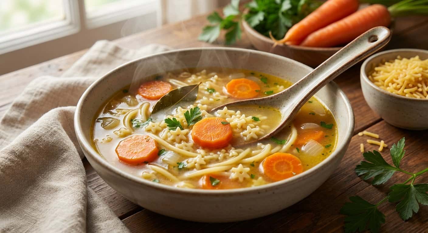 Caldo Suave con Pasta y Zanahoria