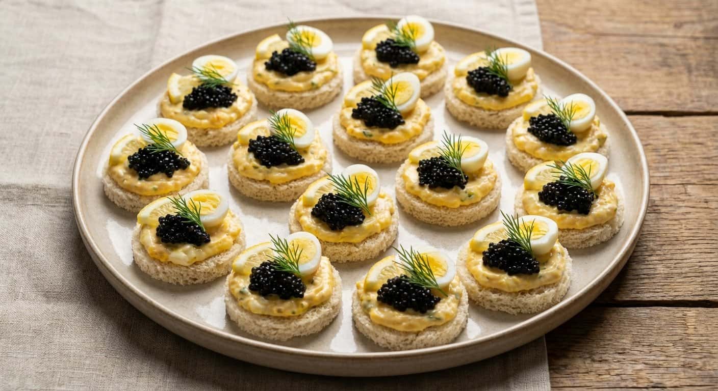 Canapés de Huevo y Caviar