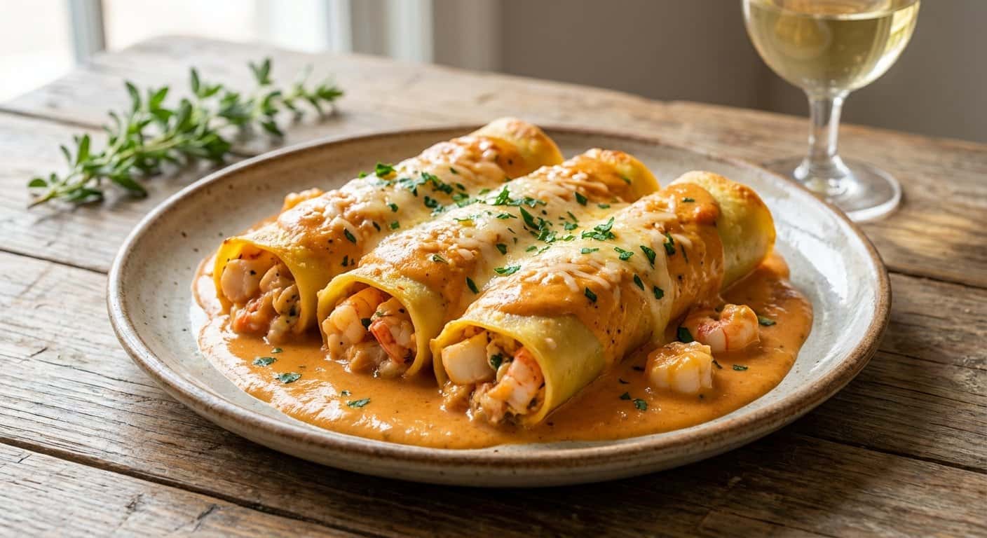 Canelón de Marisco y su Bisque