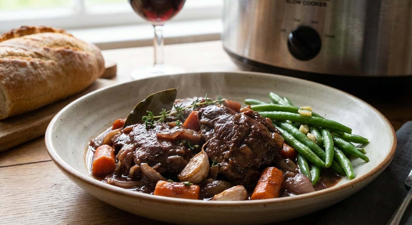 Carrilleras de Pavo con Judías Verdes y Vino Tinto en Slow Cooker