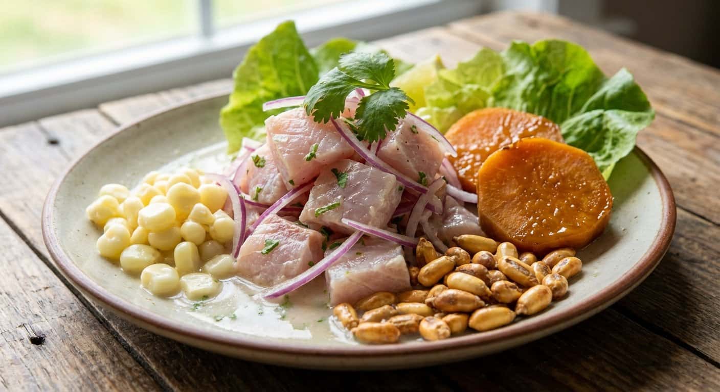 Ceviche de Corvina con Leche de Tigre Cítrica
