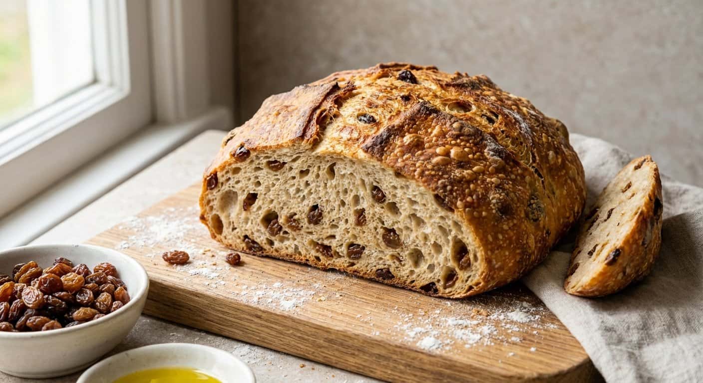 Chapata horneado en olla con pasas